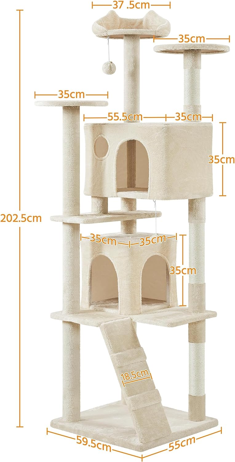 Yaheetech 54 Zoll Kratzbaum, Turm, Eigentumswohnungsmöbel, Kratzbaum für Kätzchen, Haustierhaus, Spielen 