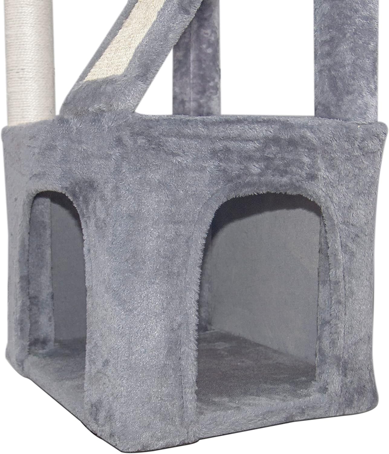 Xin Three Layer Cat Tree with Cat Condo and Two Hammocks,Grey