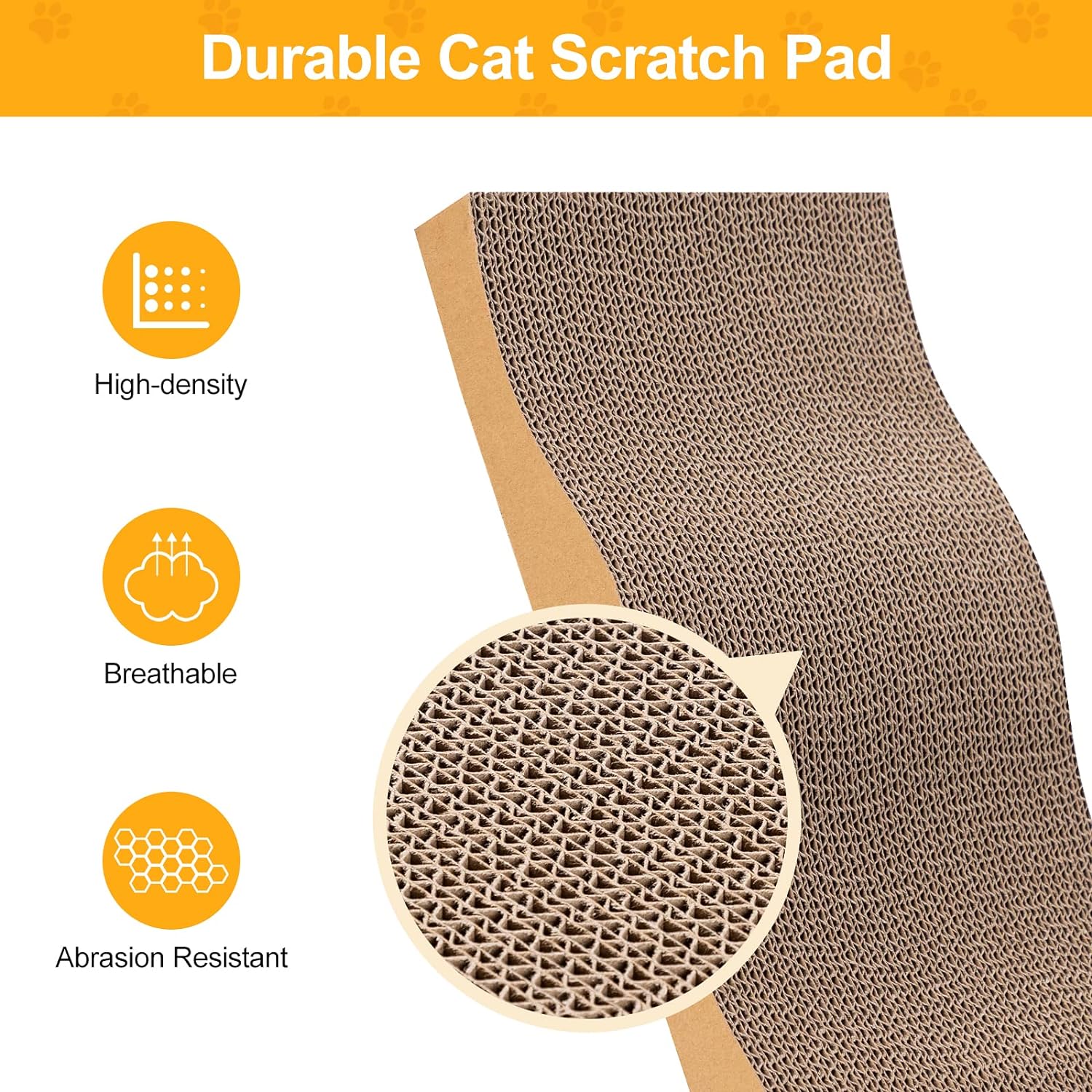 Poils bebe L Shape Cat Scratcher, 26.8 Inch Cat Scratchers for Indoor Cats, Protecting Furniture Cat Scratch Pad, Cardboard Cat Scratching with Ball Toy, Catnip, Large