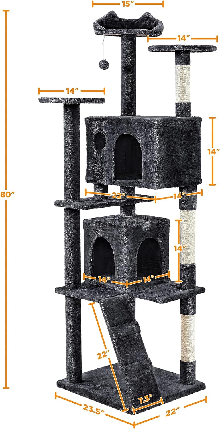 Yaheetech 54 Zoll Kratzbaum, Turm, Eigentumswohnungsmöbel, Kratzbaum für Kätzchen, Haustierhaus, Spielen 