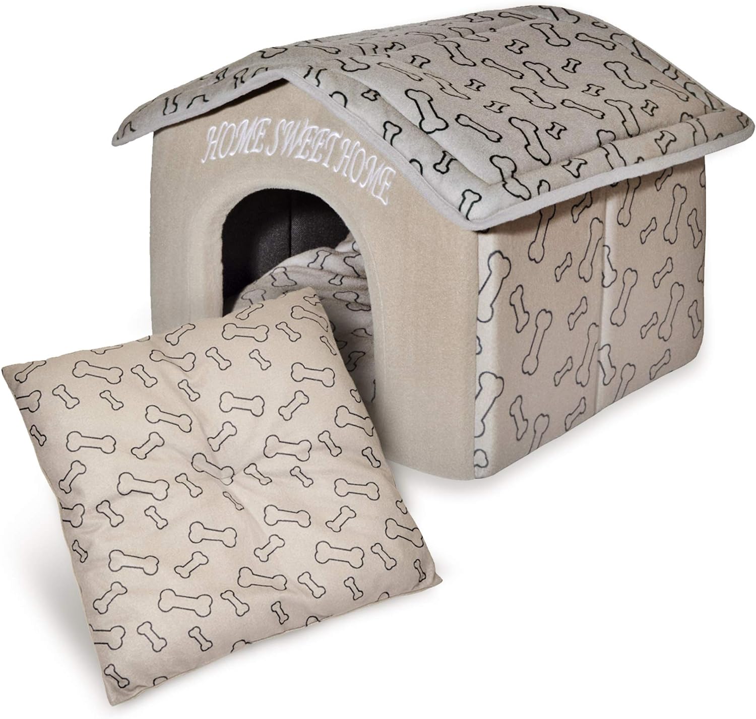 Best Pet Supplies - Cama suave para tienda de campaña para perros y gatos, pana beige, 19 x 19 x alto: 19 pulgadas 