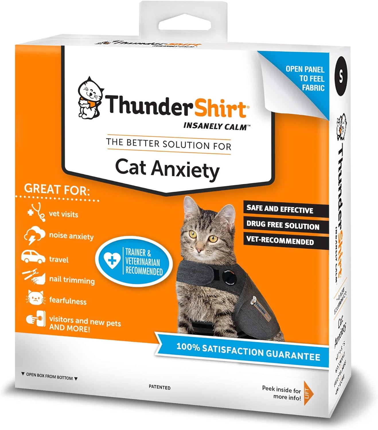 Thundershirt Classic Cat Anxiety Jacket, gris jaspeado, mediano (9 a 13 libras), THU-009 