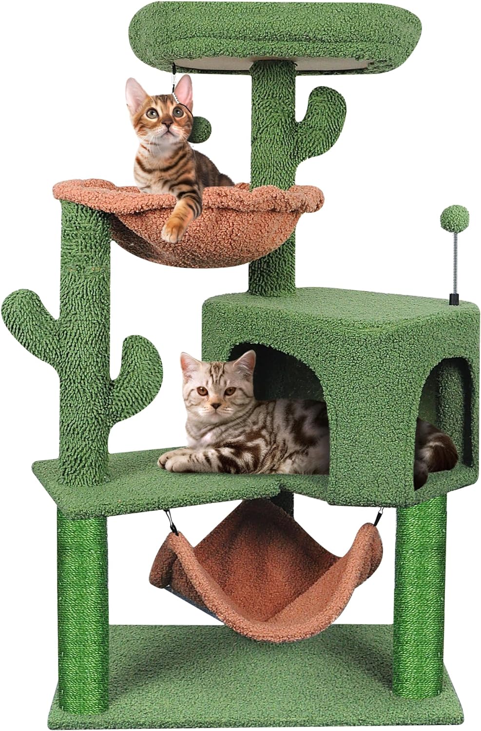 Newest Cat Tree with Cat Condo and Big Hammock，Grey