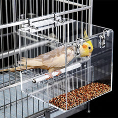 Bird Cage Feeder, No Mess Bird Feeder for Cage, No Spill Automatic Bird Feeder for Cage Mess Free Bird Feeder for Parakeet Parrot Cockatiels Lovebirds Bird Cage Seed Feeder 5.1Inch