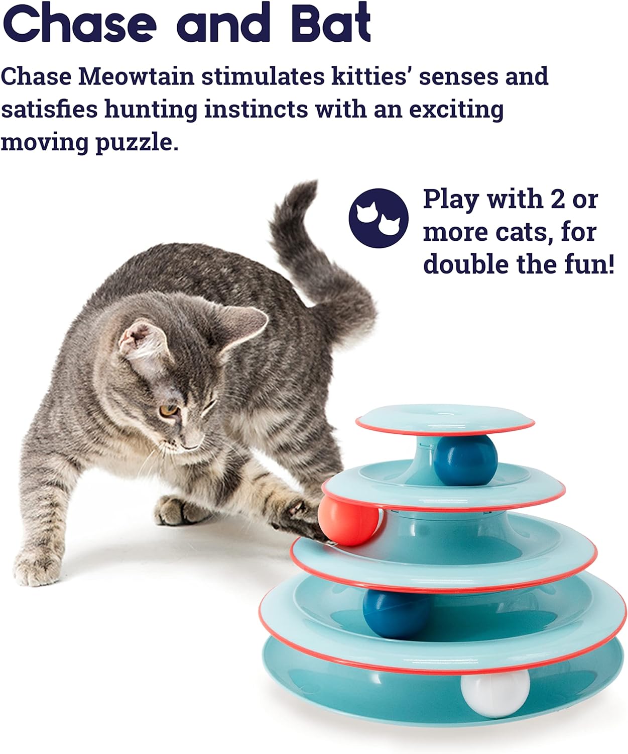 Catstages Chase Meowtain Juguete interactivo con pista para gatos de 4 niveles 