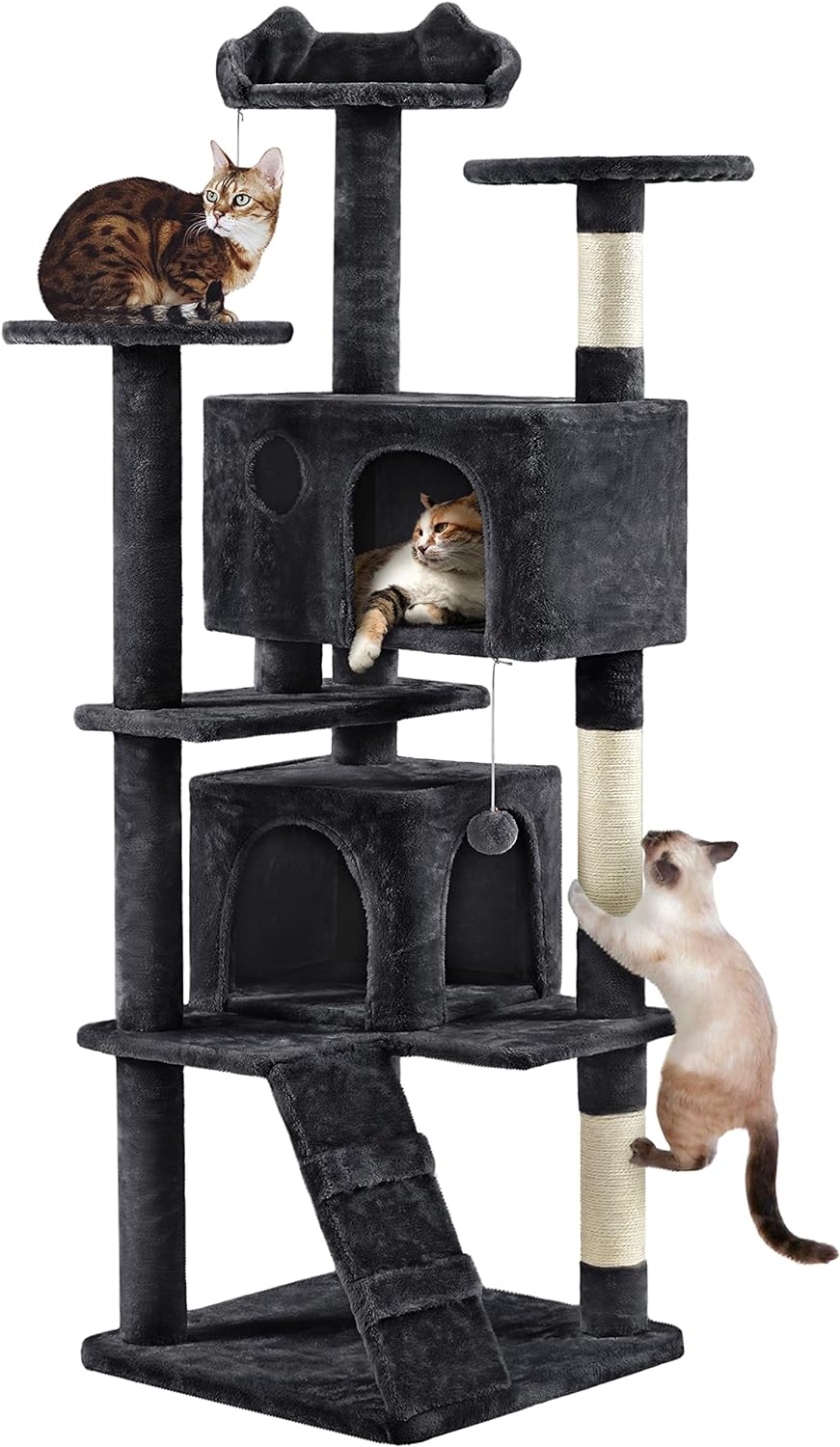 Yaheetech - Torre de árbol para gatos de 54 pulgadas, mueble de condominio, poste rascador para gatitos, casa de mascotas 