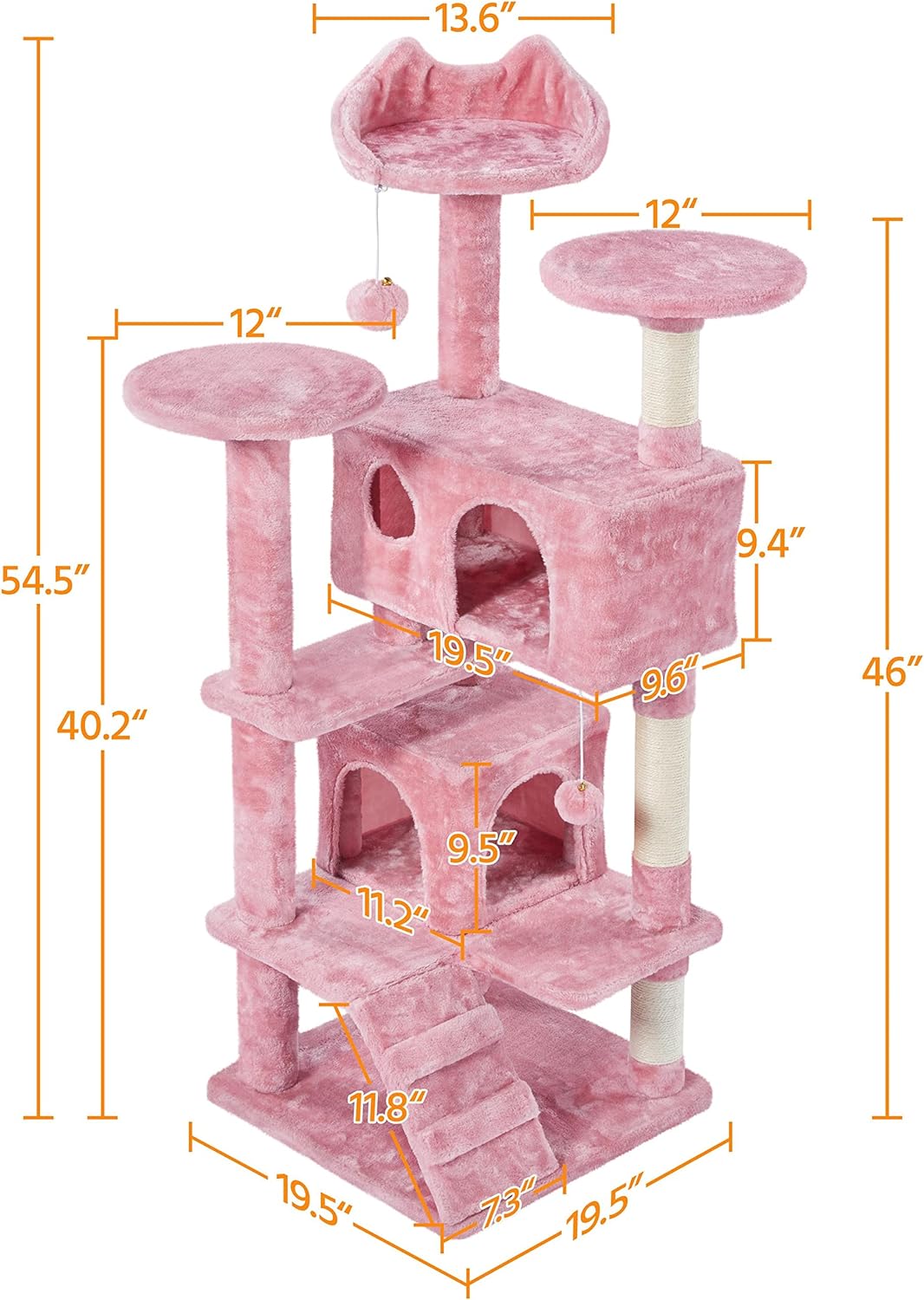 Yaheetech 54 Zoll Kratzbaum, Turm, Eigentumswohnungsmöbel, Kratzbaum für Kätzchen, Haustierhaus, Spielen 