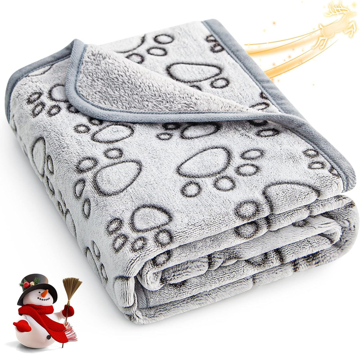 Stuffed® Premium Soft Dog Blanket Washable, 40"x32" Puppy Essentials Dog Product Cat Calming Blankets Throw for Medium Small Dogs, Pet Dog Gifts (Grey)