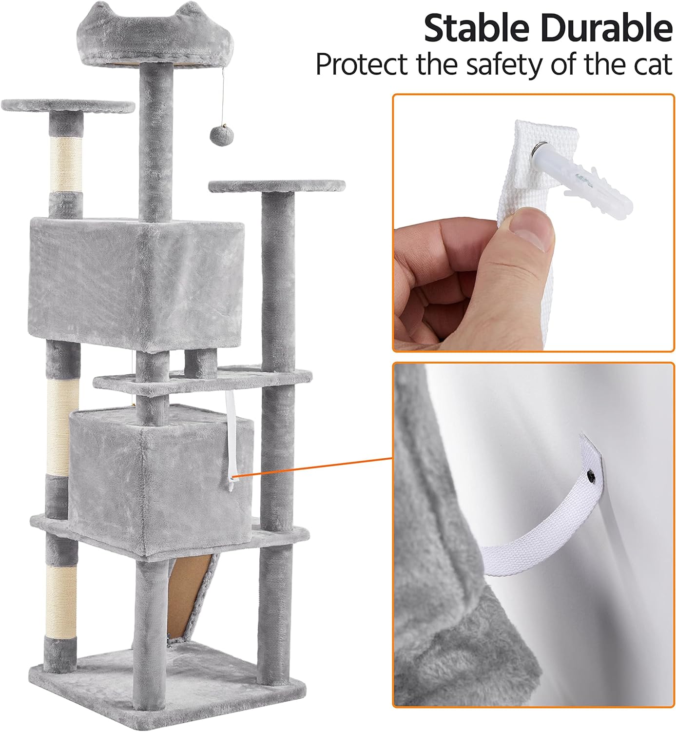 Yaheetech - Torre de árbol para gatos de 54 pulgadas, mueble de condominio, poste rascador para gatitos, casa de mascotas 