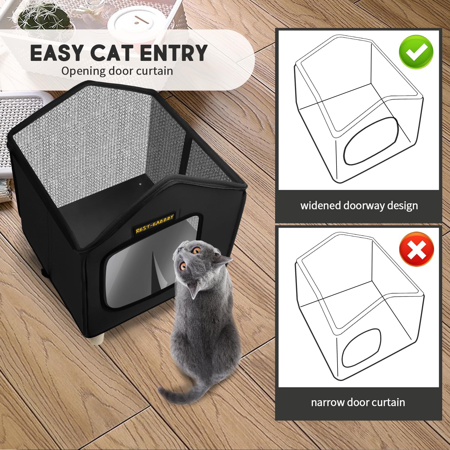 Rest-Eazzzy Cat House, Outdoor Cat Bed, Weatherproof Cat Shelter for Outdoor Cats Dogs and Small Animals (Heat Grey S)