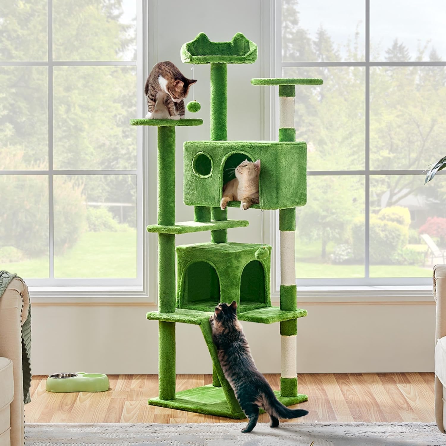 Yaheetech - Torre de árbol para gatos de 54 pulgadas, mueble de condominio, poste rascador para gatitos, casa de mascotas 