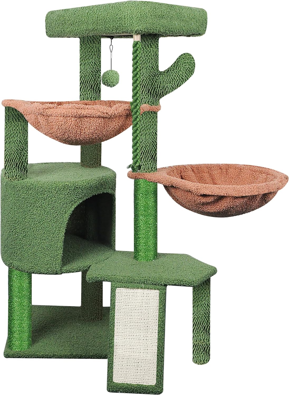 Xin Three Layer Cat Tree with Cat Condo and Two Hammocks,Grey