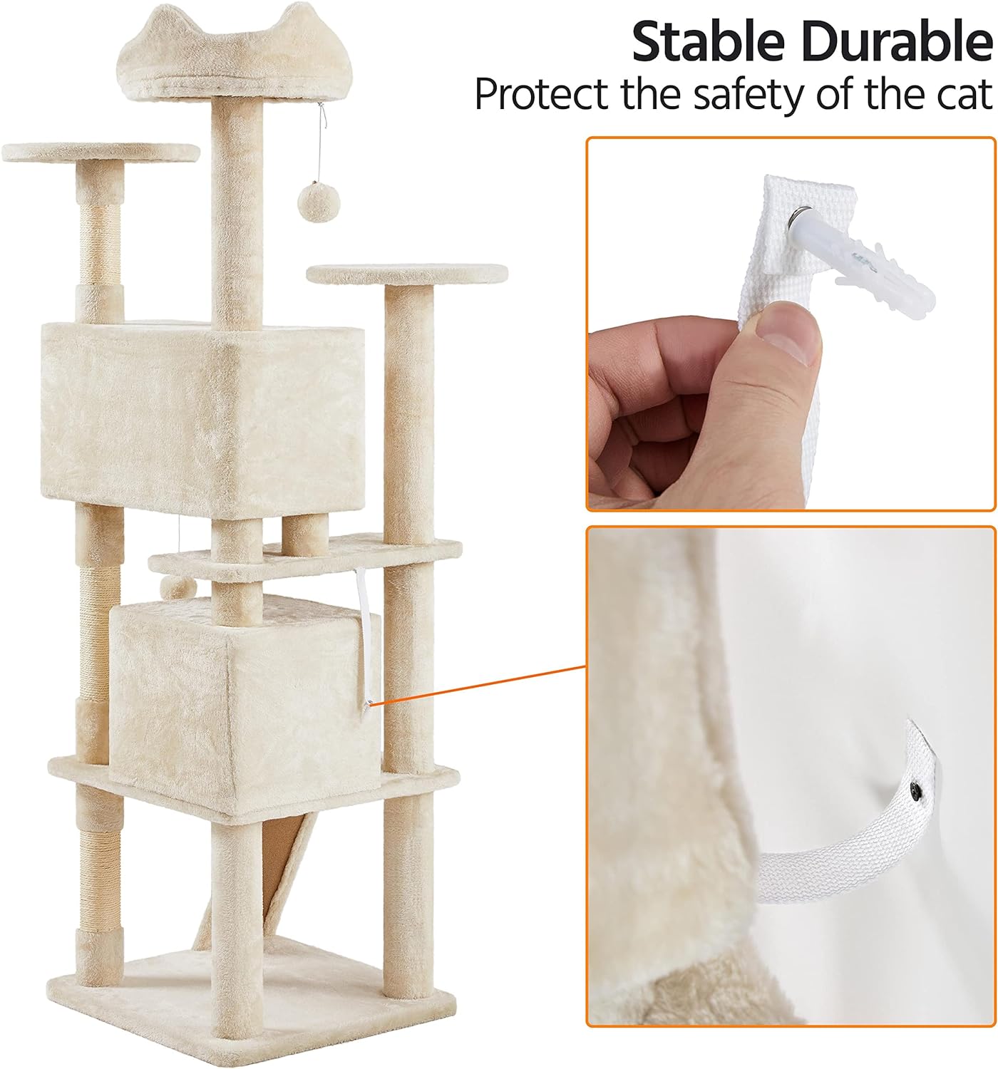 Yaheetech - Torre de árbol para gatos de 54 pulgadas, mueble de condominio, poste rascador para gatitos, casa de mascotas 