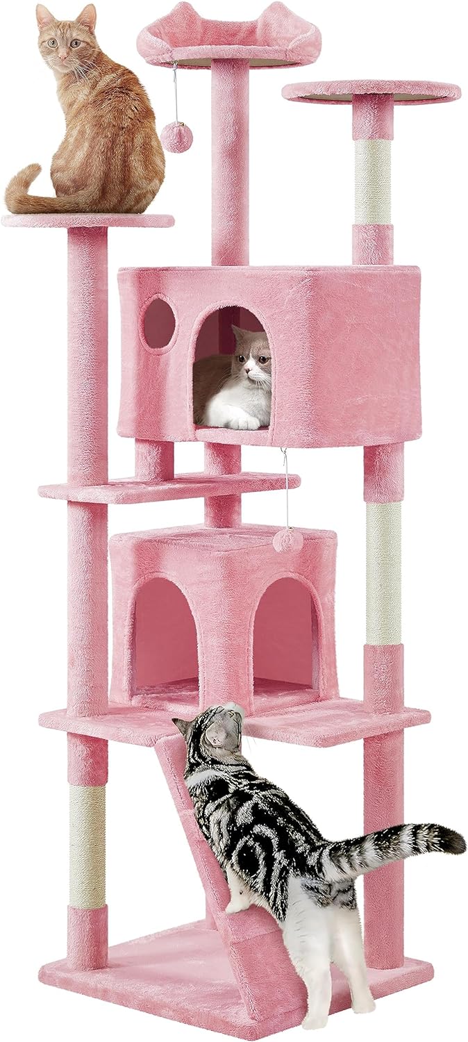 Yaheetech - Torre de árbol para gatos de 54 pulgadas, mueble de condominio, poste rascador para gatitos, casa de mascotas 