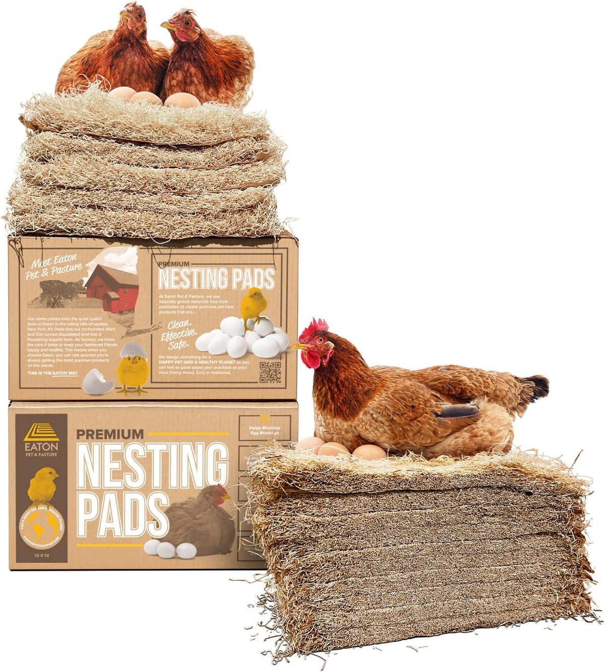 Eaton Pet and Pasture, Premium Laying Hen Nesting Pads, USA Grown & Sustainably Harvested, 13 x 13 (10 Pack)