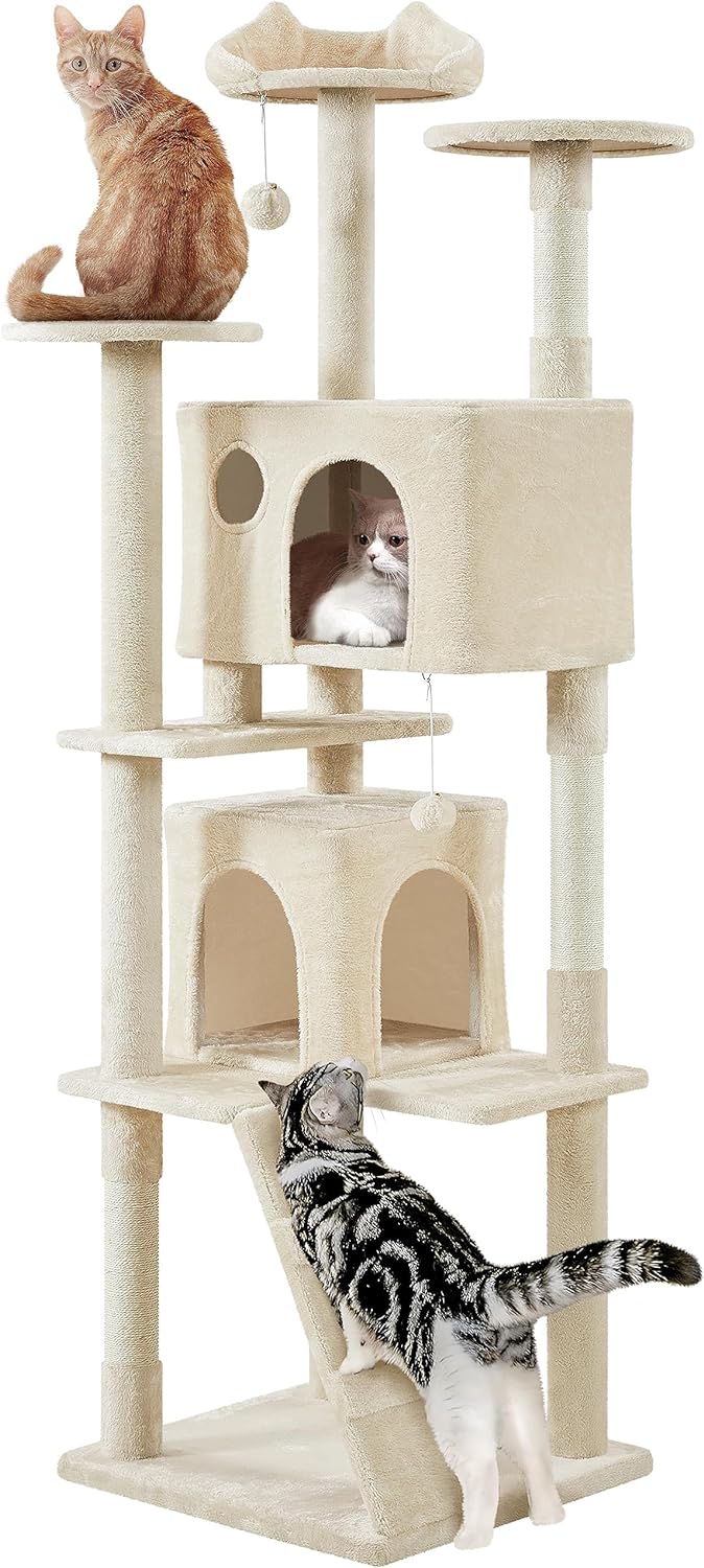 Yaheetech - Torre de árbol para gatos de 54 pulgadas, mueble de condominio, poste rascador para gatitos, casa de mascotas 