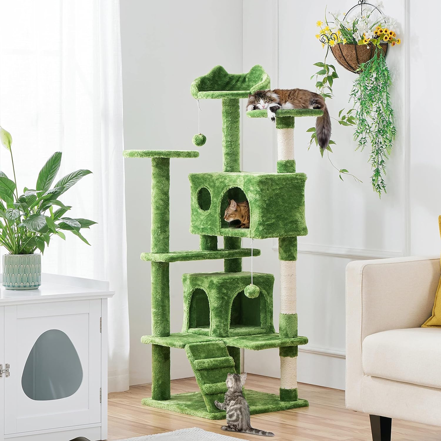 Yaheetech - Torre de árbol para gatos de 54 pulgadas, mueble de condominio, poste rascador para gatitos, casa de mascotas 