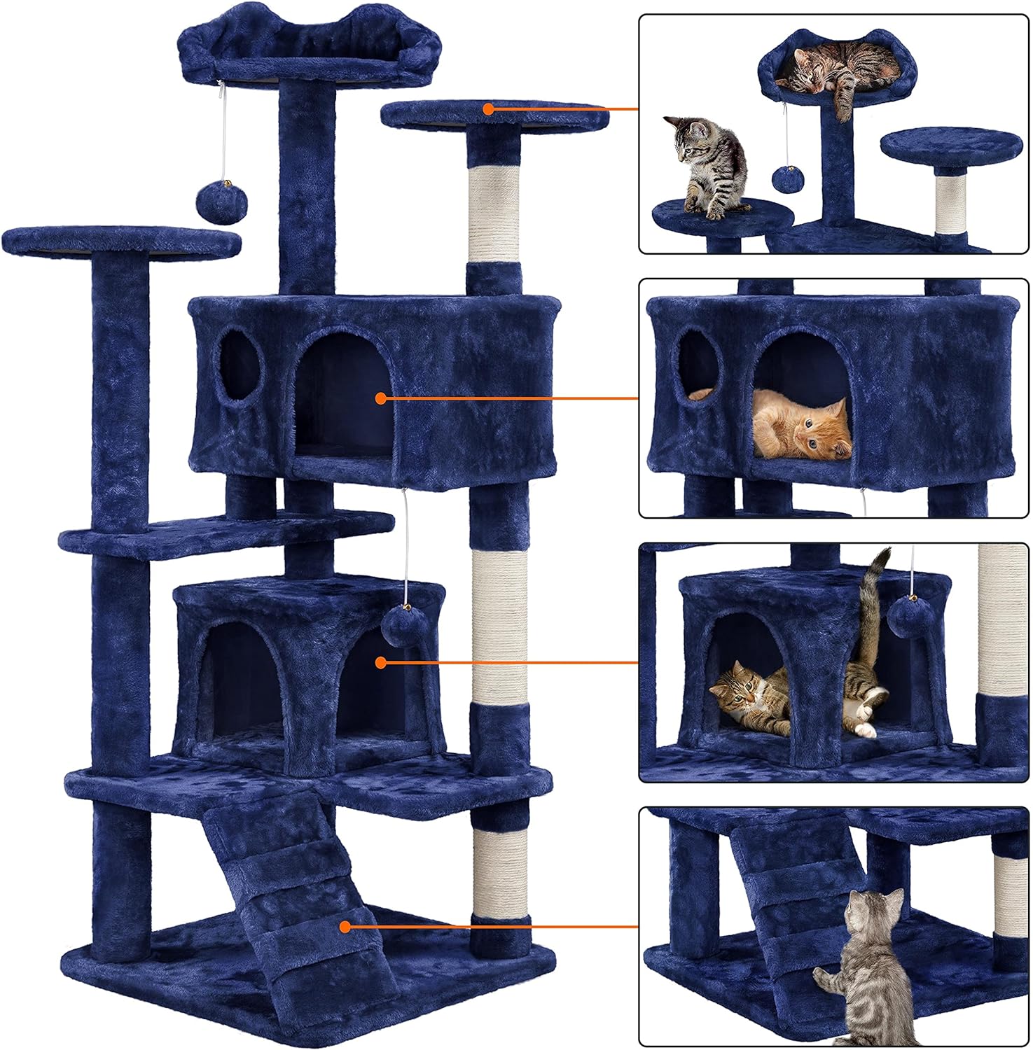 Yaheetech - Torre de árbol para gatos de 54 pulgadas, mueble de condominio, poste rascador para gatitos, casa de mascotas 