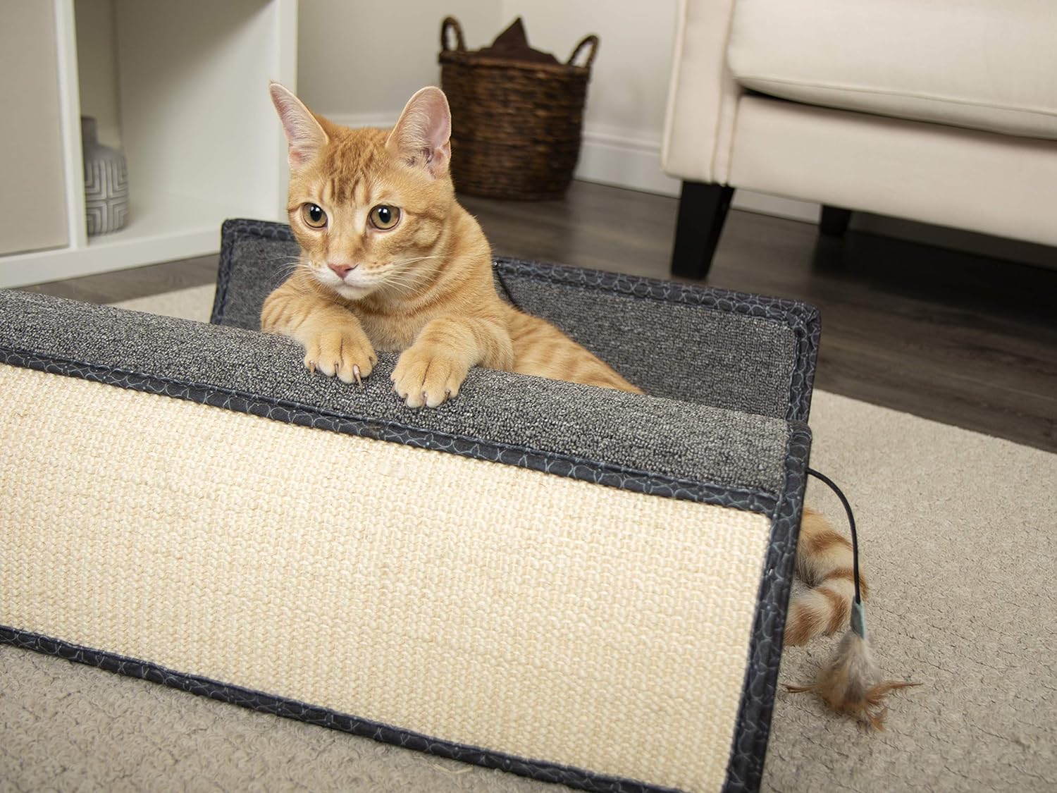 SmartyKat Rampa rascadora para gatos con ángulo de sisal, incluye hierba gatera, natural, talla única 