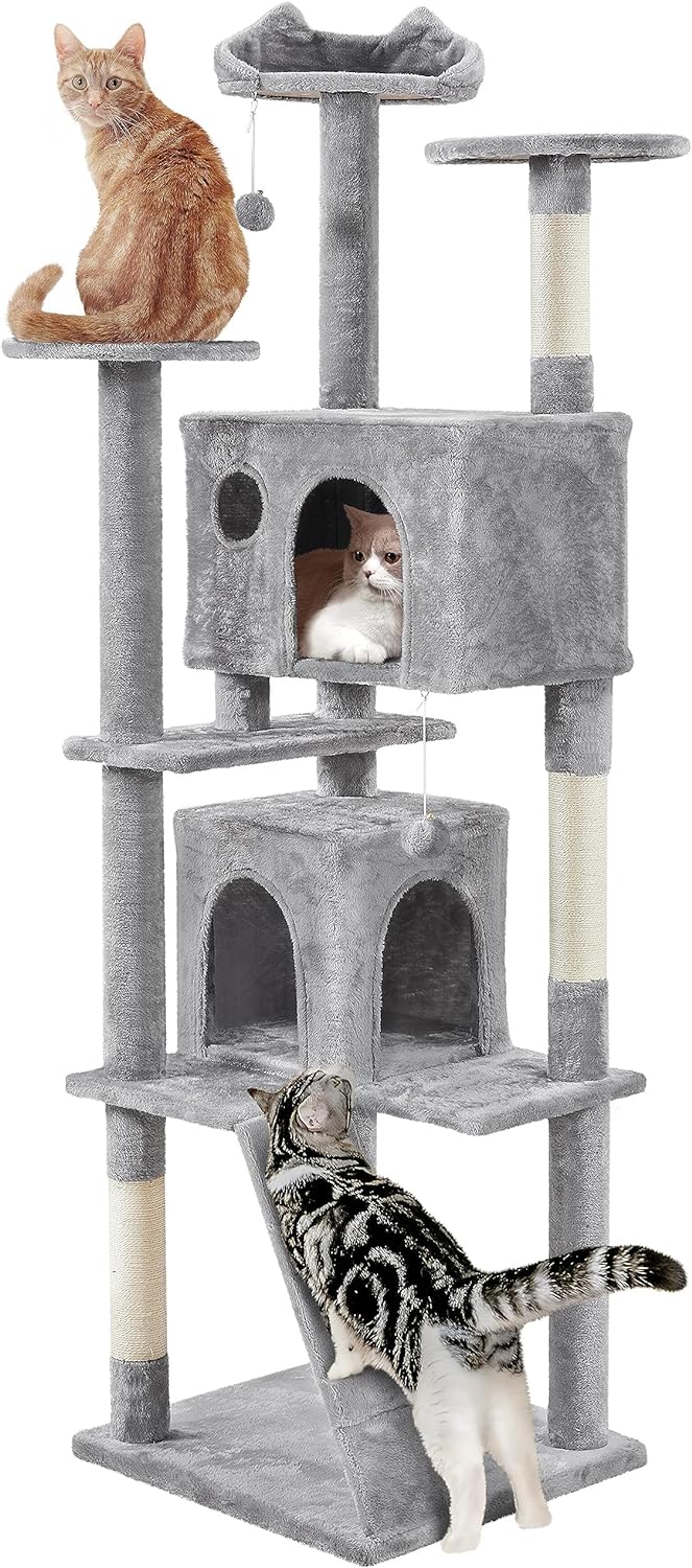 Yaheetech - Torre de árbol para gatos de 54 pulgadas, mueble de condominio, poste rascador para gatitos, casa de mascotas 