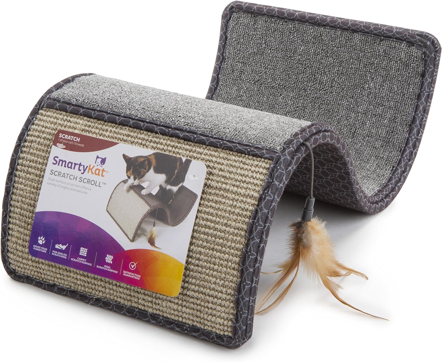 SmartyKat Rampa rascadora para gatos con ángulo de sisal, incluye hierba gatera, natural, talla única 