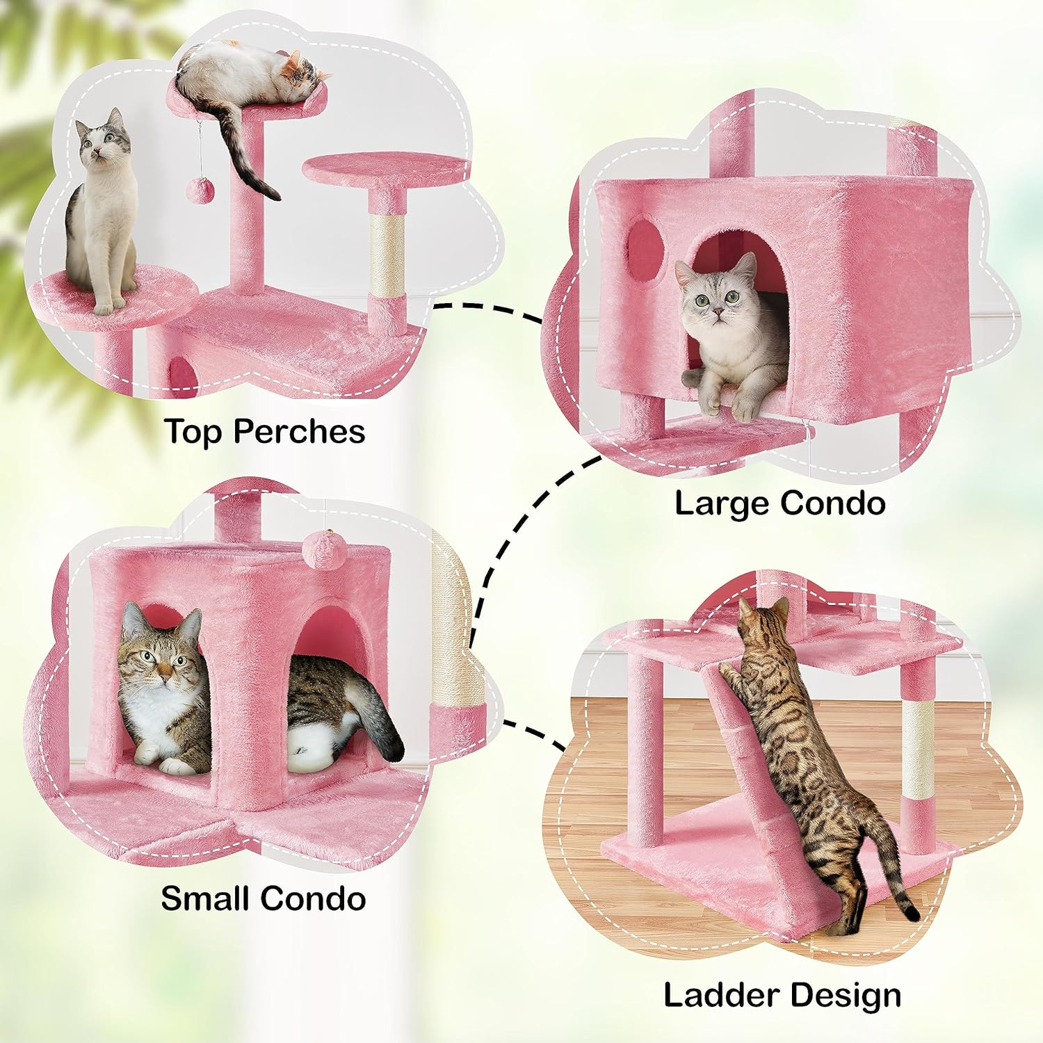 Yaheetech - Torre de árbol para gatos de 54 pulgadas, mueble de condominio, poste rascador para gatitos, casa de mascotas 