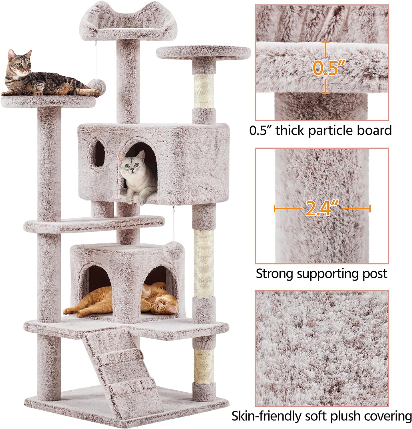 Yaheetech - Torre de árbol para gatos de 54 pulgadas, mueble de condominio, poste rascador para gatitos, casa de mascotas 