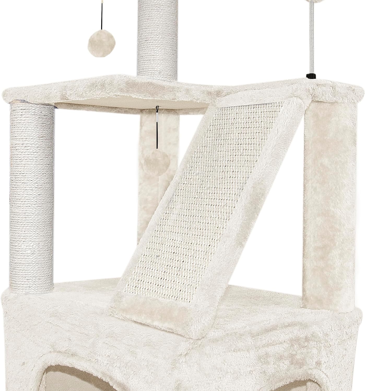 Xin Three Layer Cat Tree with Cat Condo and Two Hammocks,Grey