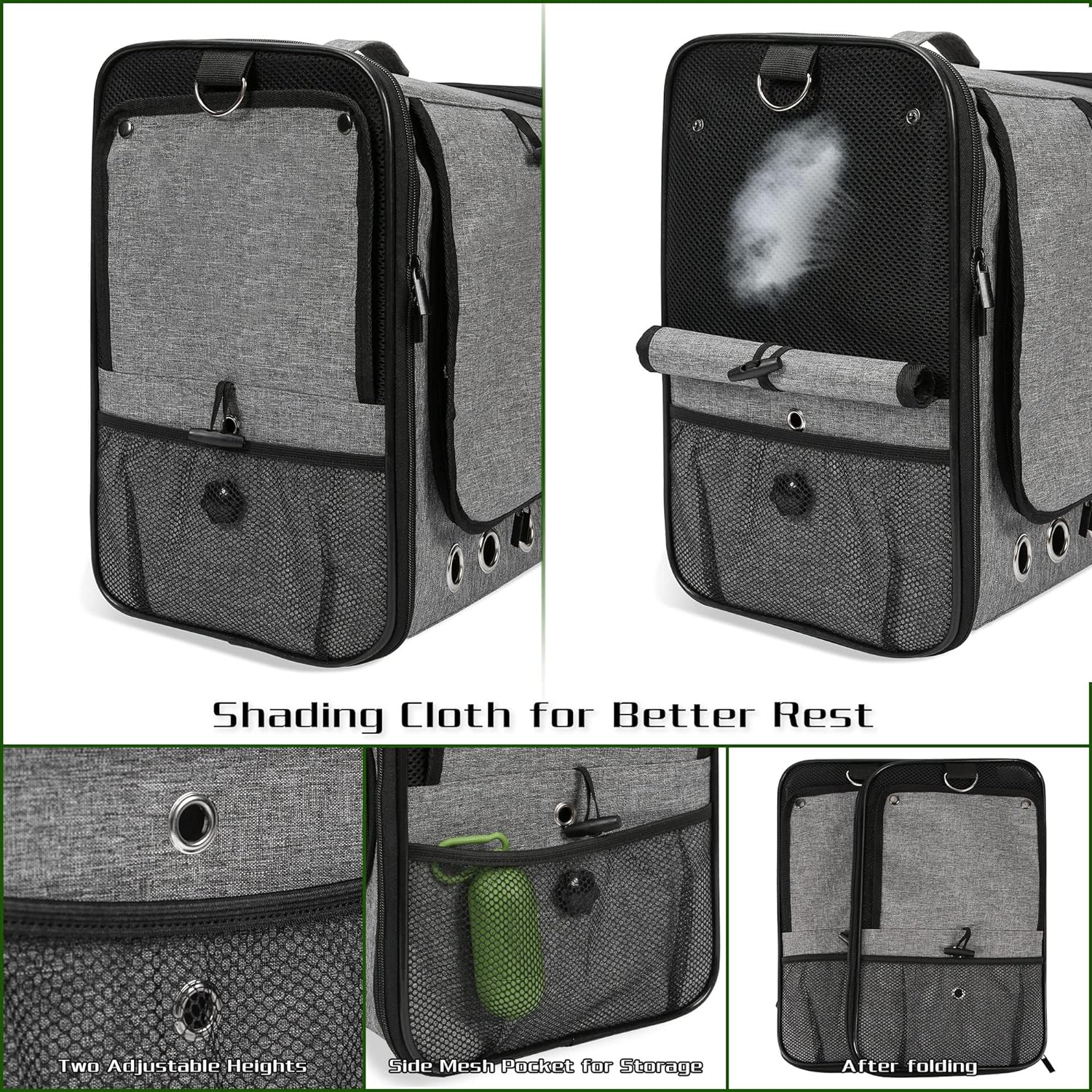 SUERTREE Bolsa transportadora para pájaros, jaula de viaje para pájaros con soporte, mochila ligera para loros, bolsa de viaje portátil para pájaros, jaula de viaje transparente y transpirable para mascotas 