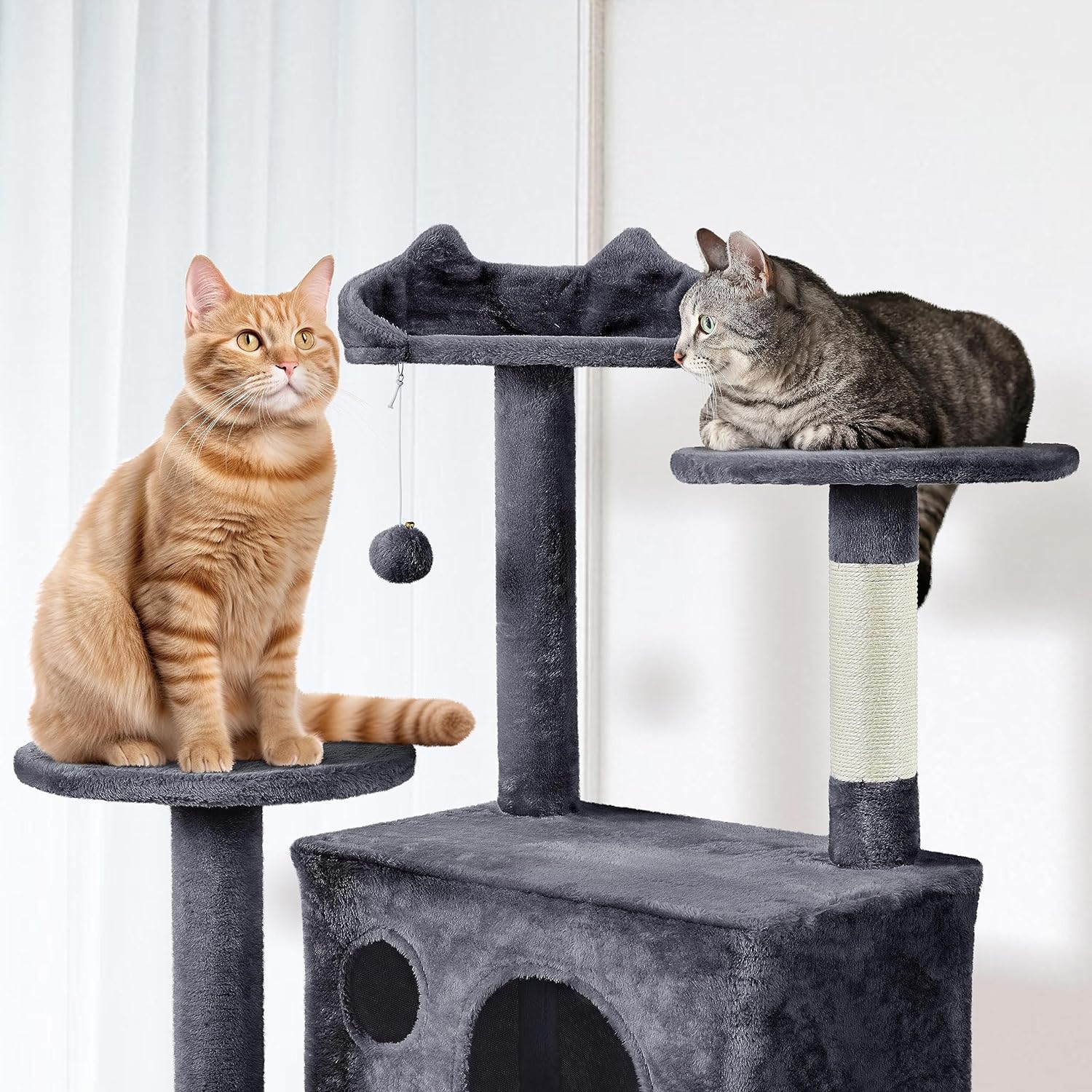 Yaheetech - Torre de árbol para gatos de 54 pulgadas, mueble de condominio, poste rascador para gatitos, casa de mascotas 