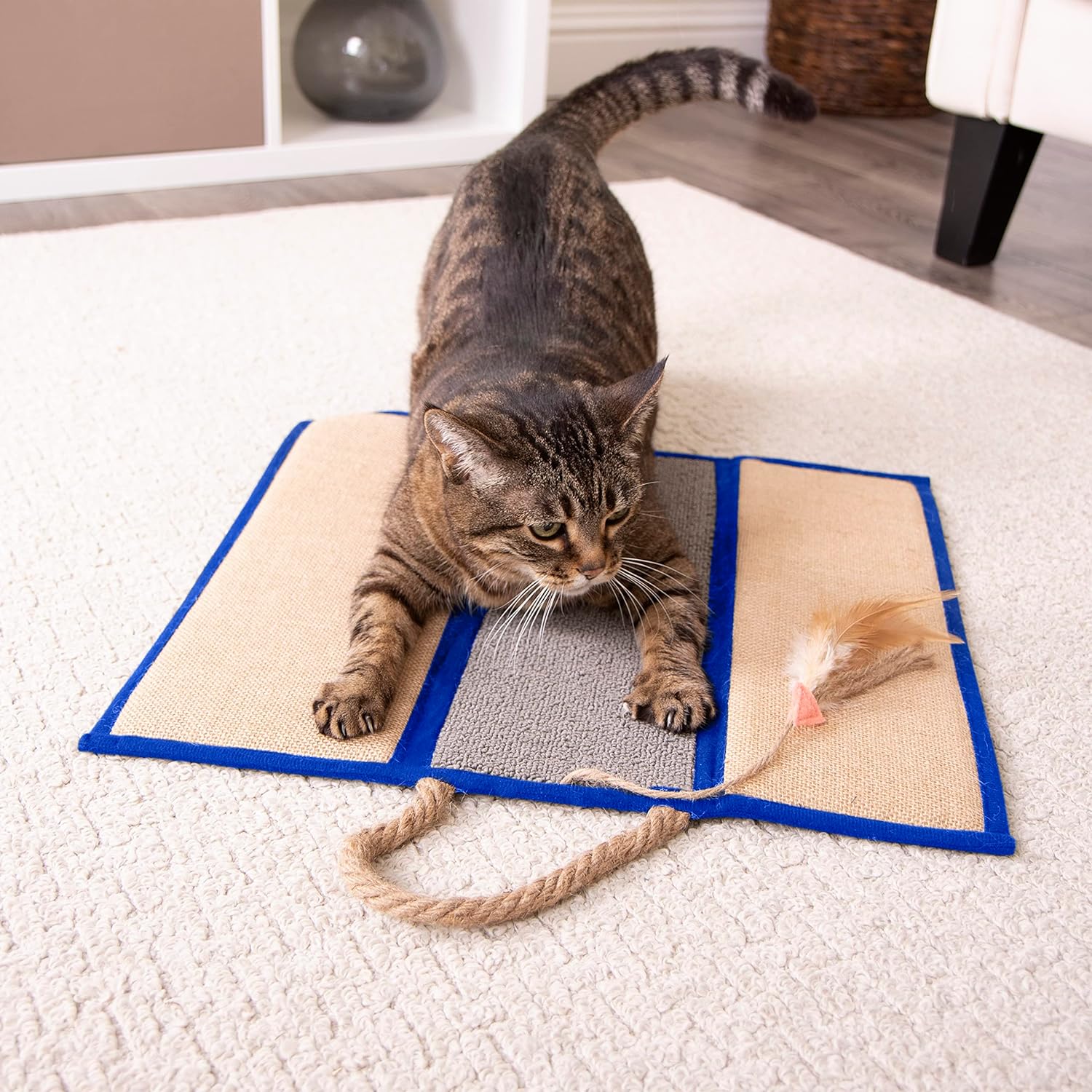 SmartyKat Sisal Angle Cat Scratch Ramp, Includes Catnip - Natural, One Size