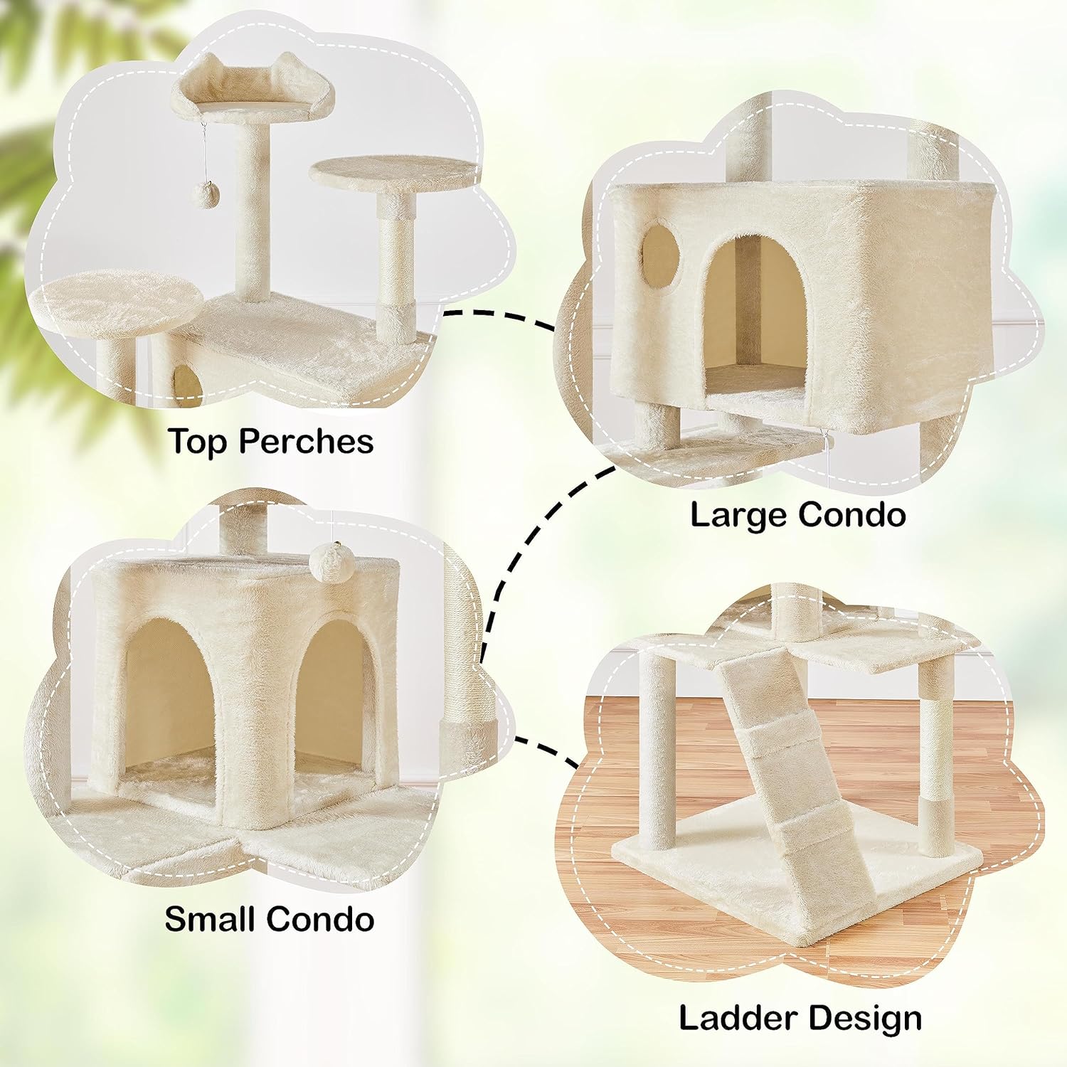 Yaheetech - Torre de árbol para gatos de 54 pulgadas, mueble de condominio, poste rascador para gatitos, casa de mascotas 