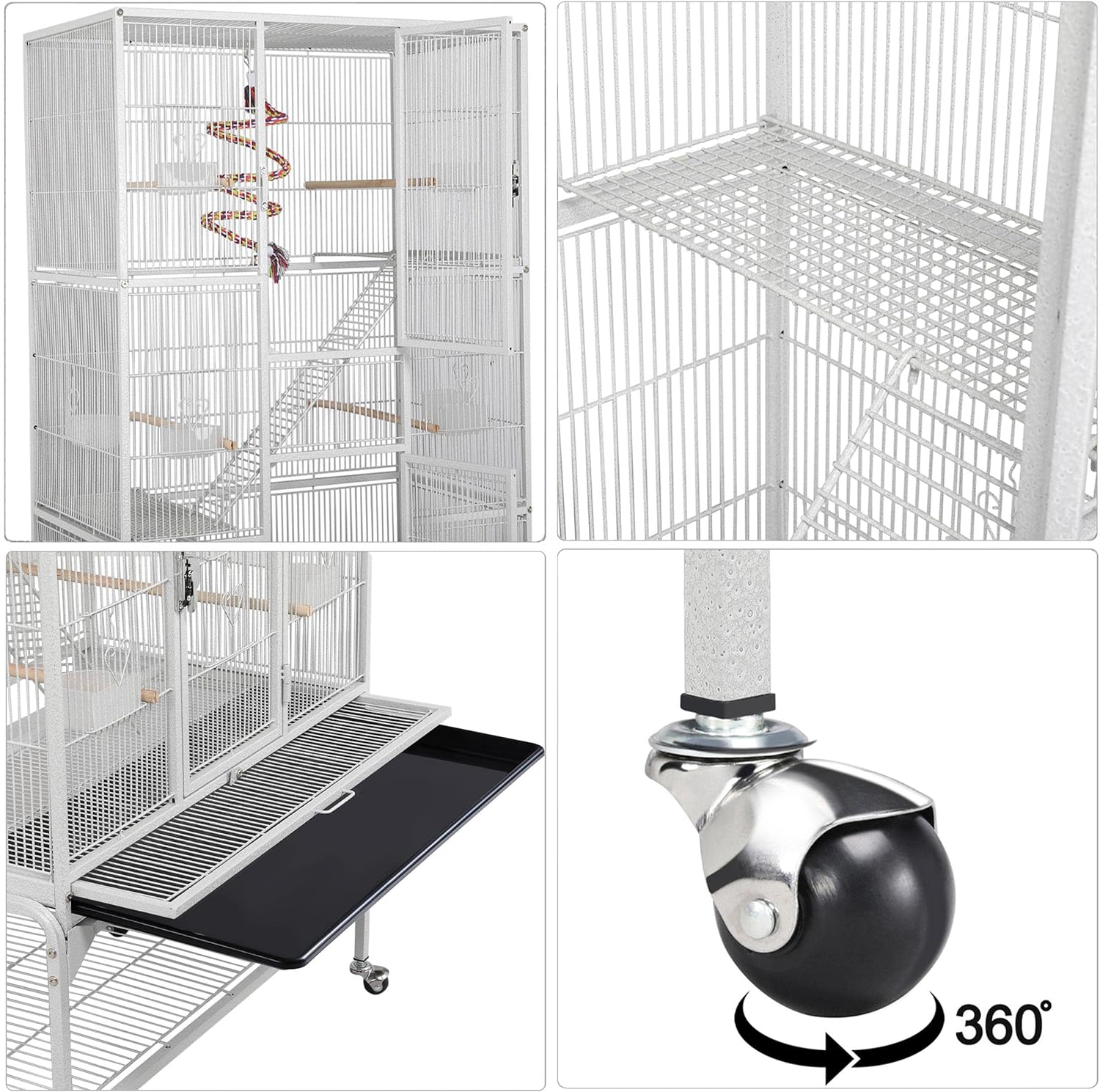 Yaheetech 69-Inch Extra Large Bird Cage Metal Parrot Cage for Mid-Sized Parrots Cockatiels Conures Parakeets Lovebirds Budgie Finch, Black