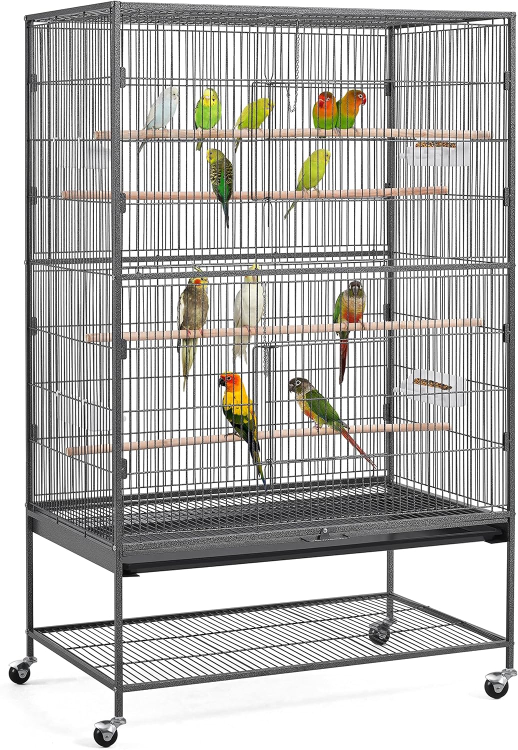 Yaheetech Jaula para pájaros grande de acero forjado de 52 pulgadas para cacatúas, cuáquero gris africano, periquitos amazónicos, mejillas verdes, conures, palomas, loros, jaula para pájaros con soporte 